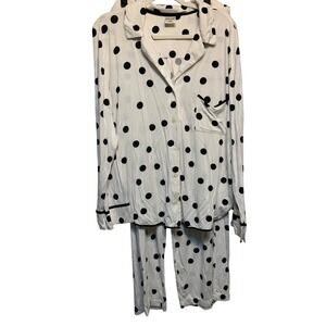 SOMA Polka Dot Pajama Set Top Pants Lounge Sleepwear XXL/XL black/white comfy